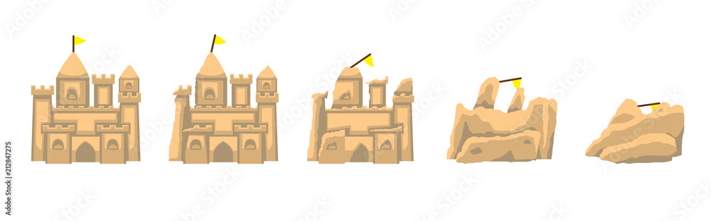 Fototapeta premium Sand Castle Melting Down Vector Illustration
