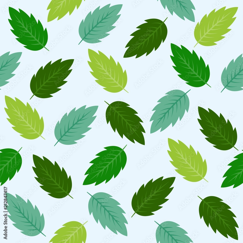 leaves seamless pattern, flat design for use as background, wrapping paper or  wallpaper