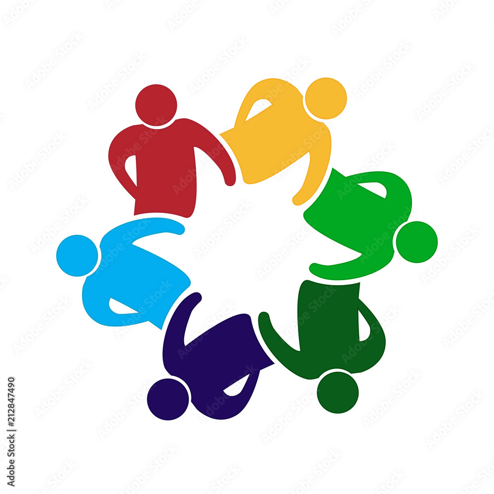 Logo happy people holding hands business icon Logo happy people holding hands business icon