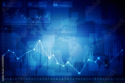 2d rendering Stock market online business concept. business Graph 