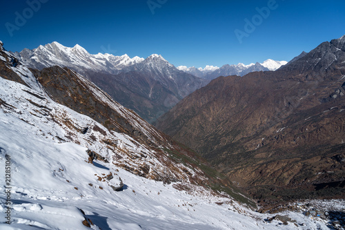 Himalayas mountain landscape from Zatra la pass in Everest region, Nepal