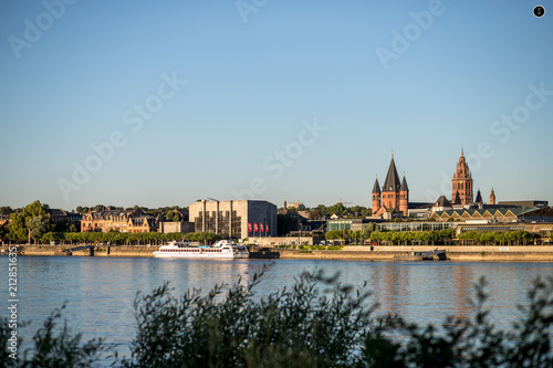 Der Rhein bei Mainz im Sommer