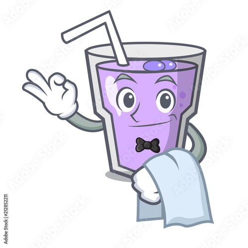 Waiter berry smoothie mascot cartoon