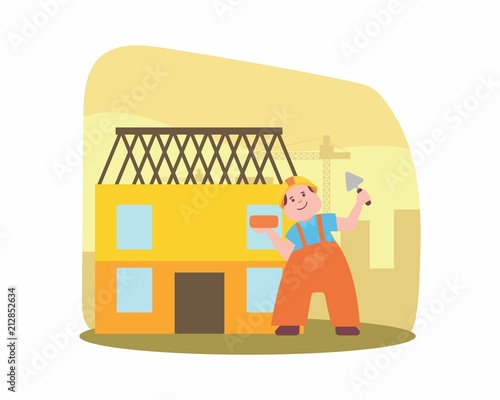 construction worker foreman builder construction site engineer contractor cartoon character