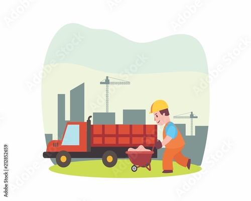 construction worker foreman builder construction site engineer contractor cartoon character