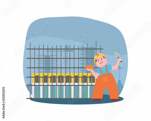 construction worker foreman builder construction site engineer contractor cartoon character