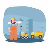construction worker foreman builder construction site engineer contractor cartoon character