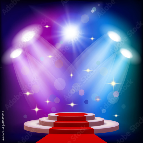 Red carpet with pedestal.