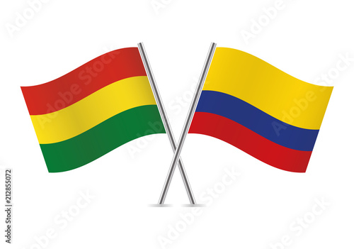 Bolivia and Colombia flags. Vector illustration.