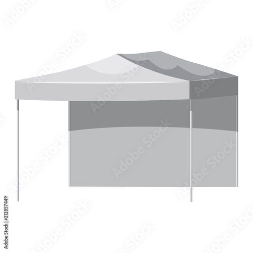 White canopy or tent, vector illustration. Promotional Outdoor Canoby Event Trade Show Pop-Up Tent Mobile Marquee. Mockup for your design.
