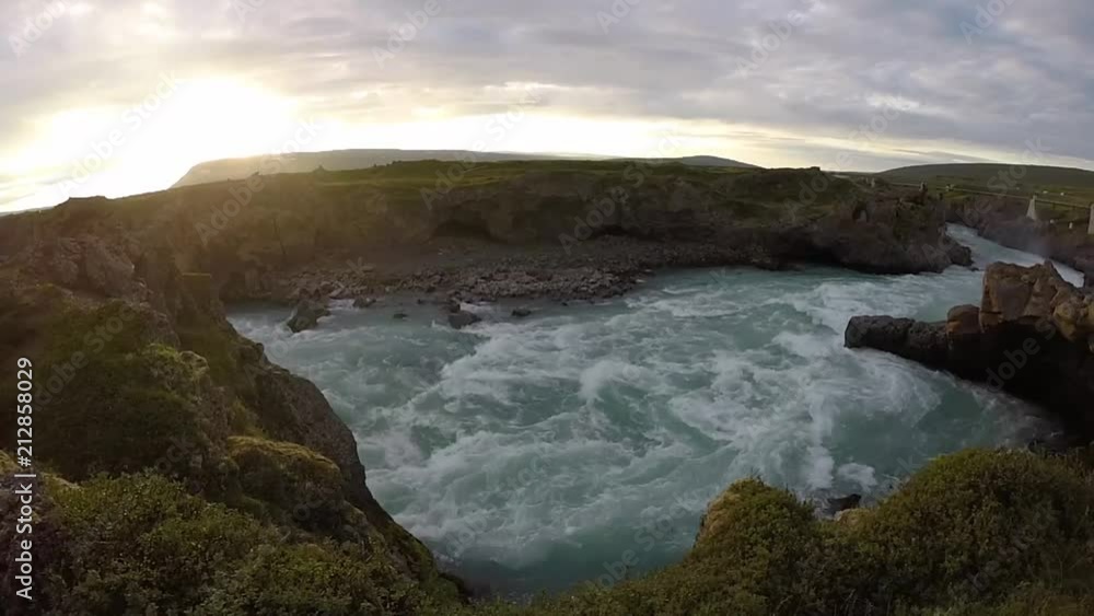 Water flowing at Godafoss in Iceland Water flowing at Godafoss in Iceland