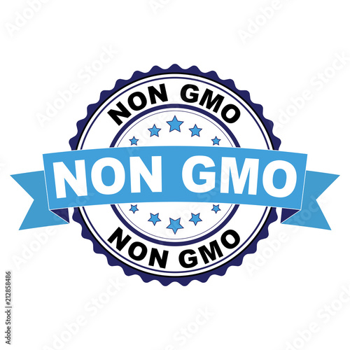 Blue black rubber stamp with Non GMO concept