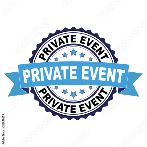 Blue black rubber stamp with Private event concept