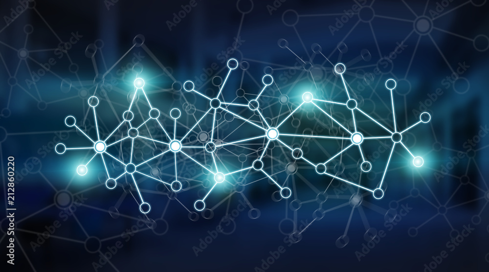 Obraz premium Connections system and datas exchanges 3D rendering