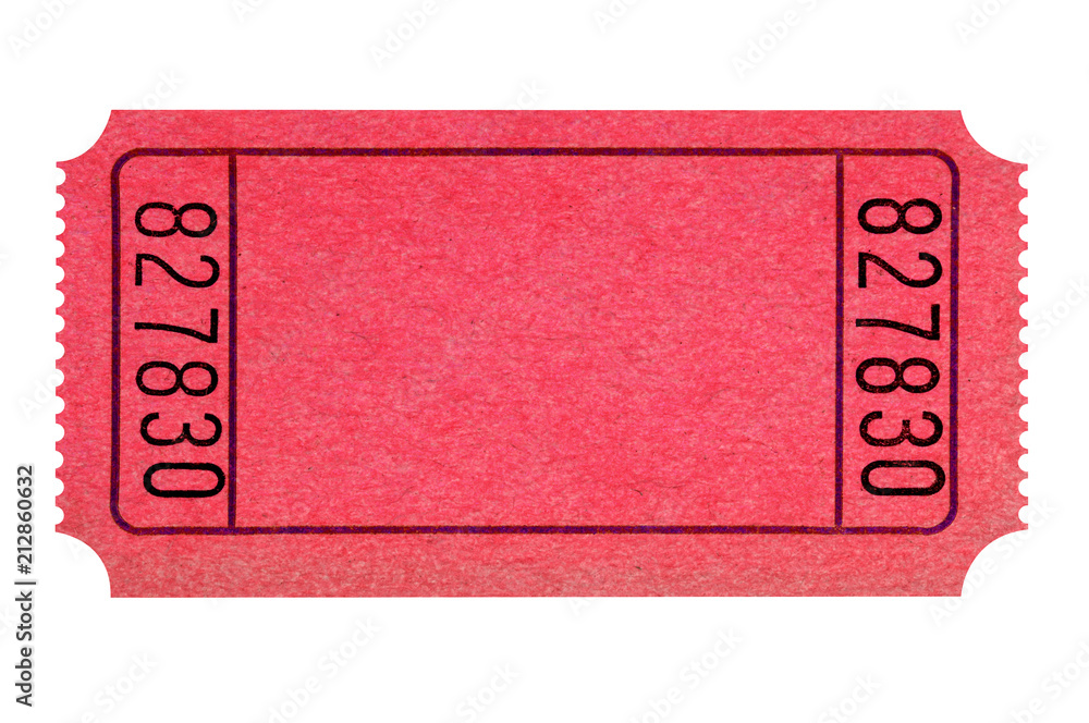 Blank red ticket isolated