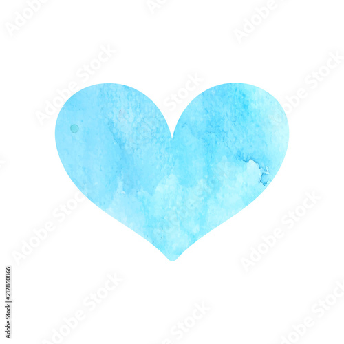 Hand drawn watercolor pink heart isolated on white background. Textured brush element for Valentine's Day
