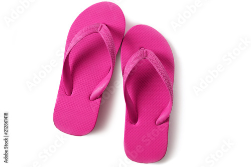 Pink flip flop sandals isolated on white background