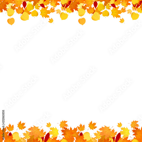 Autumn decorative lines with leaves for footers and headers.