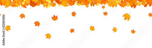 Autumnal leaves fall horizontal seamless banner for decor.