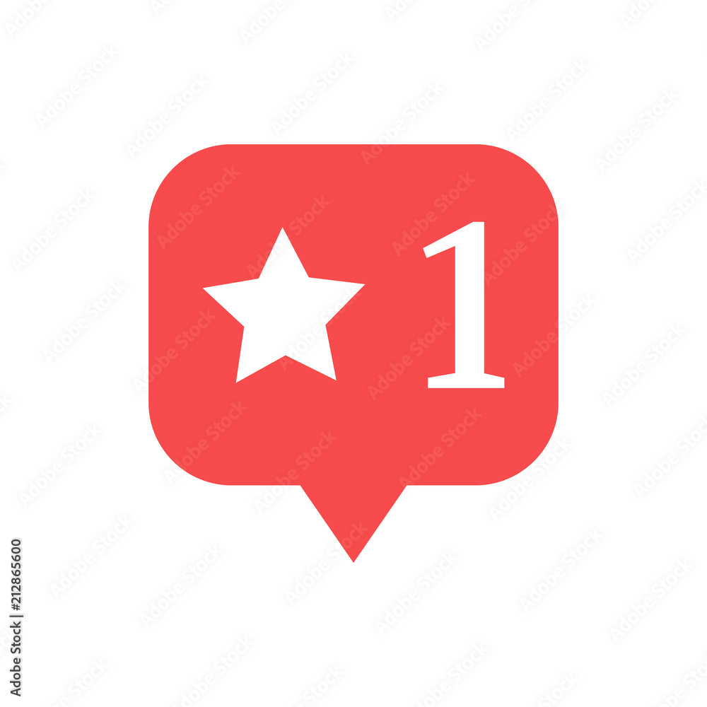 Notification in Social Media. One star. Vector illustration.
Notification in Social Media. One star. Vector illustration.