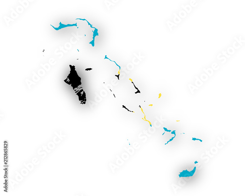 Karte und Fahne der Bahamas