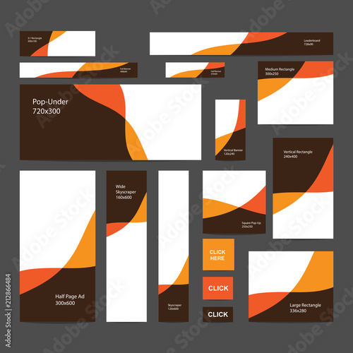 Colorful web banners set in standard size