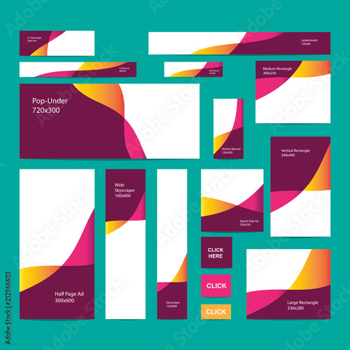 Colorful web banners set in standard size