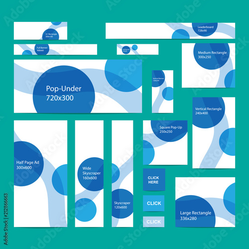 Colorful web banners set in standard size