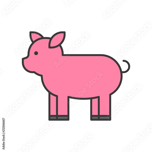 pig  animal icon set  filled outline design