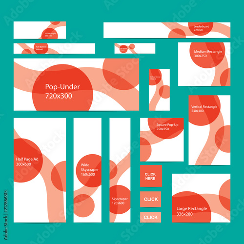 Colorful web banners set in standard size
