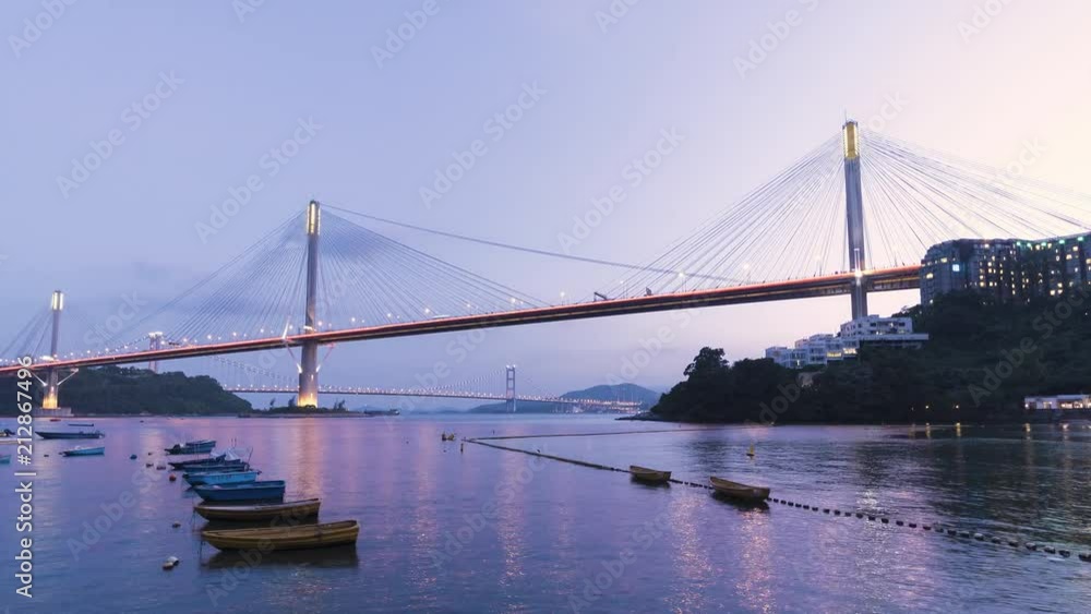 Ting Kau Bridge and Tsing Ma Bridge in Hong Kong at night Ting Kau Bridge and Tsing Ma Bridge in Hong Kong at night