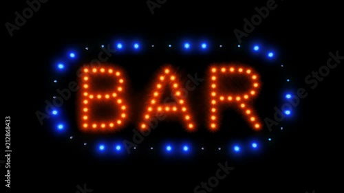 Zoom Into Neon Bar Sign