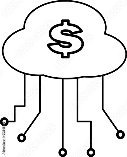 Icon - Electronic cloud with dollar - vector