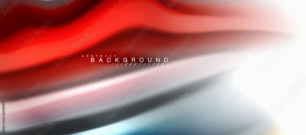 Fototapeta premium Fluid liquid mixing colors concept on light grey background, curve flow, trendy abstract layout template for business or technology presentation or web brochure cover, wallpaper