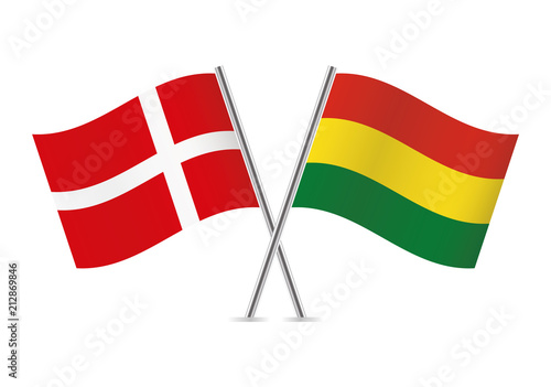 Free Download Denmark and Bolivia flags. Vector illustration. - GFXLoad