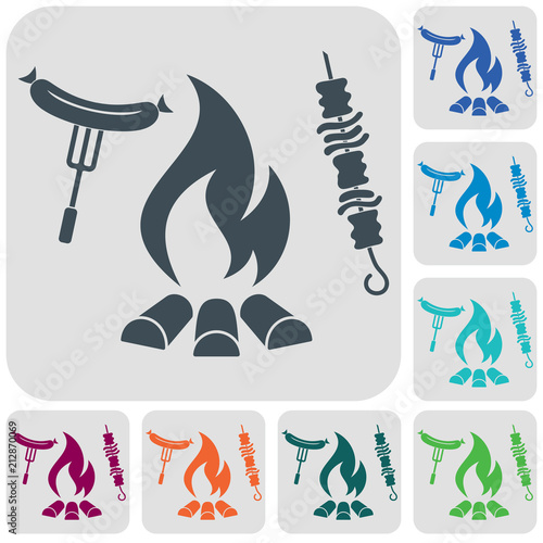 Grilled kebab and sausage icon
