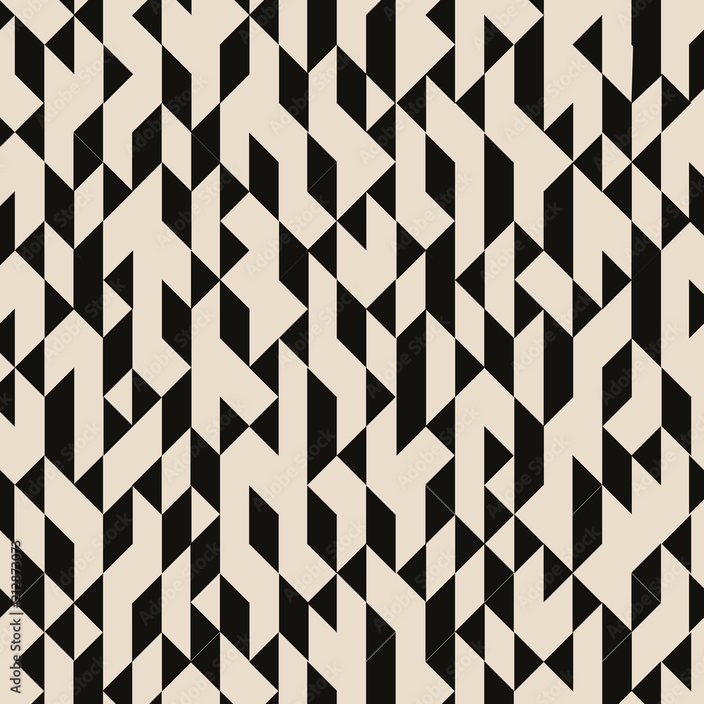 Fototapeta premium Abstract geometric black triangles structured pattern on brown background.