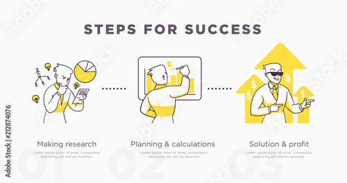 Steps for success. Business and life achievements and success concept. Vector illustration