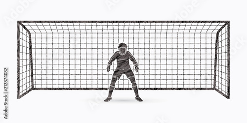 Goalkeeper action, prepare  catches the ball graphic vector.
