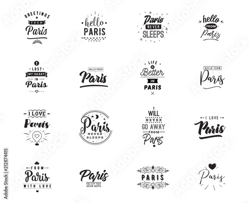Greeting cards, vector design. Isolated logos. Typography set.