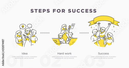 Steps for success. Teamwork and life achievements and success concept. Vector illustration