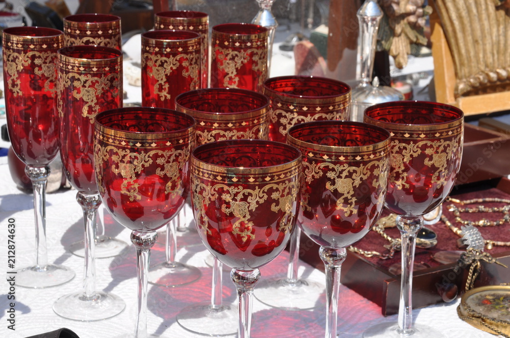 Glasses on an antique flea market Glasses on an antique flea market