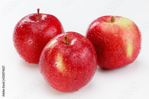 Drops of water on red apples