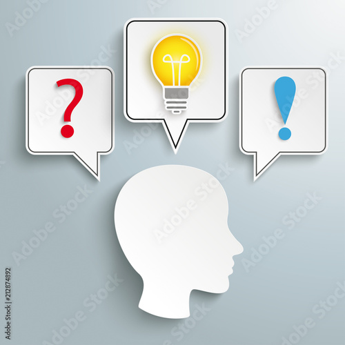 Human Head Speech Bubbles Question Bulb Answer