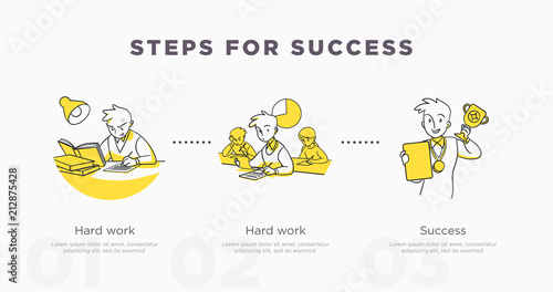 Steps for success. Study and life achievements and success concept. Vector illustration