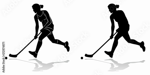 silhouette of floorball player, vector draw