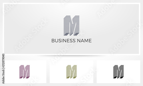 M Letter Stack Layer Logo
