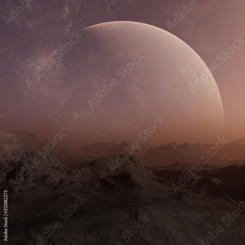 Fototapeta Naklejka Na Ścianę i Meble -  3d rendered Space Art: Alien Planet - A Fantasy Landscape