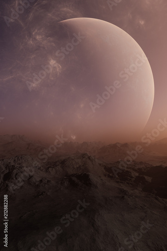 Fototapeta Naklejka Na Ścianę i Meble -  3d rendered Space Art: Alien Planet - A Fantasy Landscape