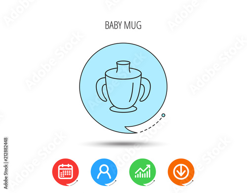 Toddler spout cup icon. Baby mug sign.